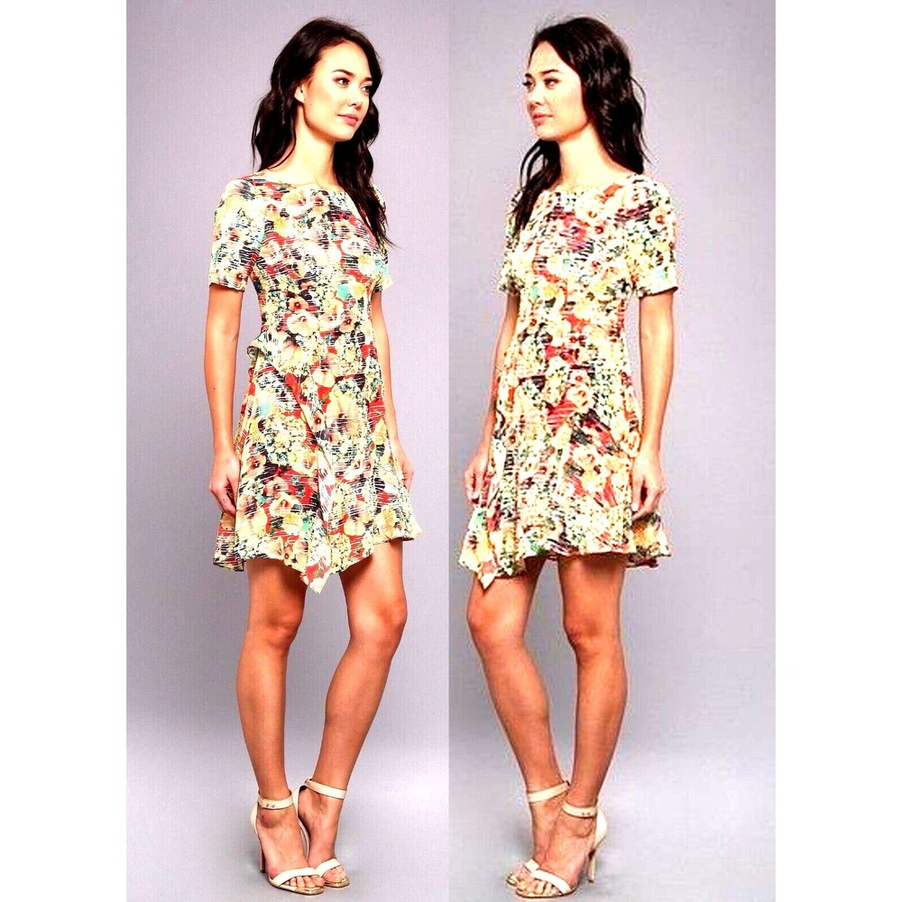 Nanette Lepore 100% Silk Dress Size 12 Made in NYC Floral Pattern Fully …